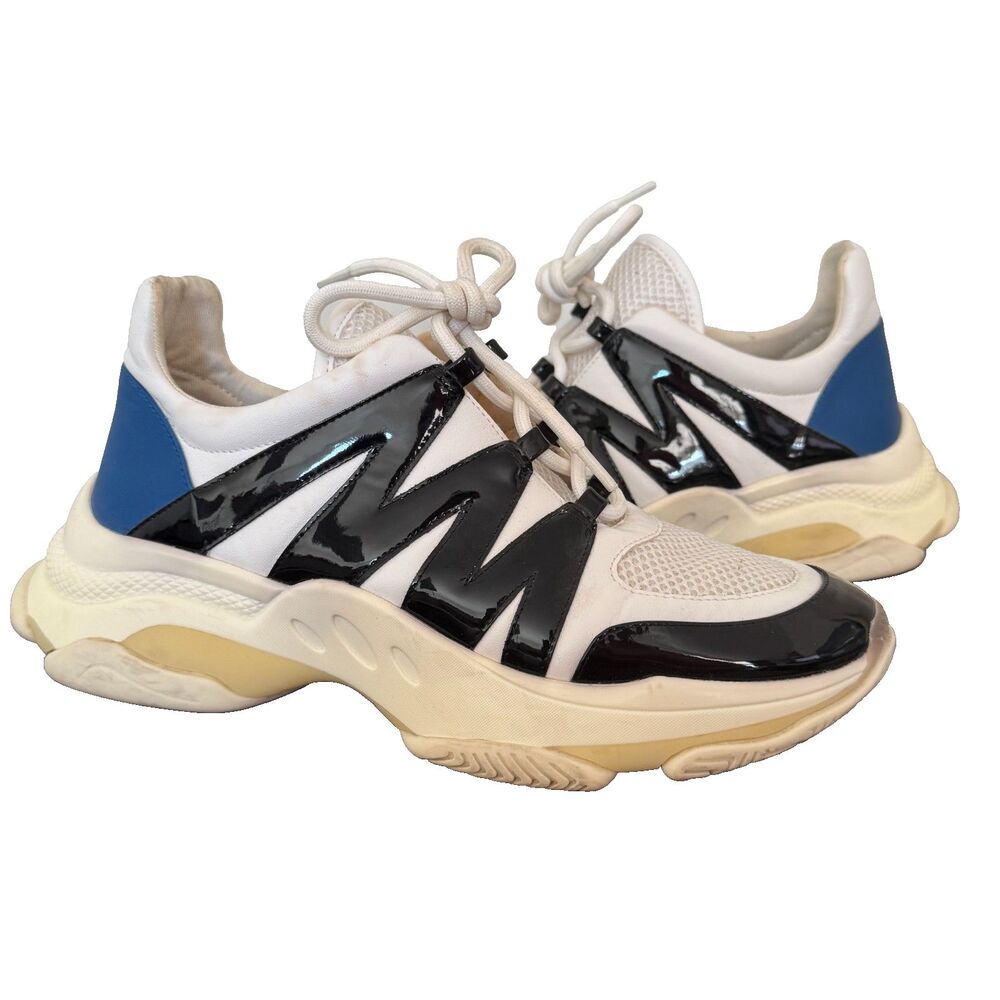 Steve Madden Chunky Sneakers Women's 9 White Black Blue Platform Fashion Shoes